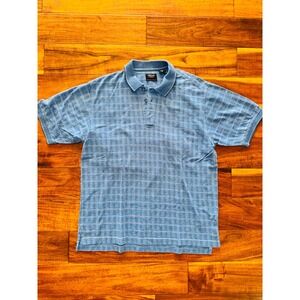 IZOD GOLF Mens Blue Plaid Short Sleeve Polo Shirt Cotton Blend Size M